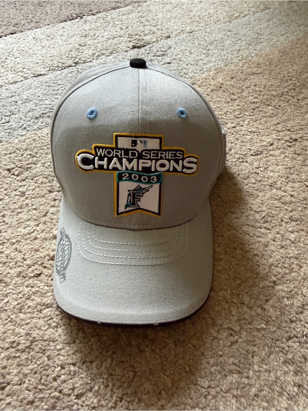 2003 World Series Champions Florida Marlins Hat - Grey with Teal & Gold Accents